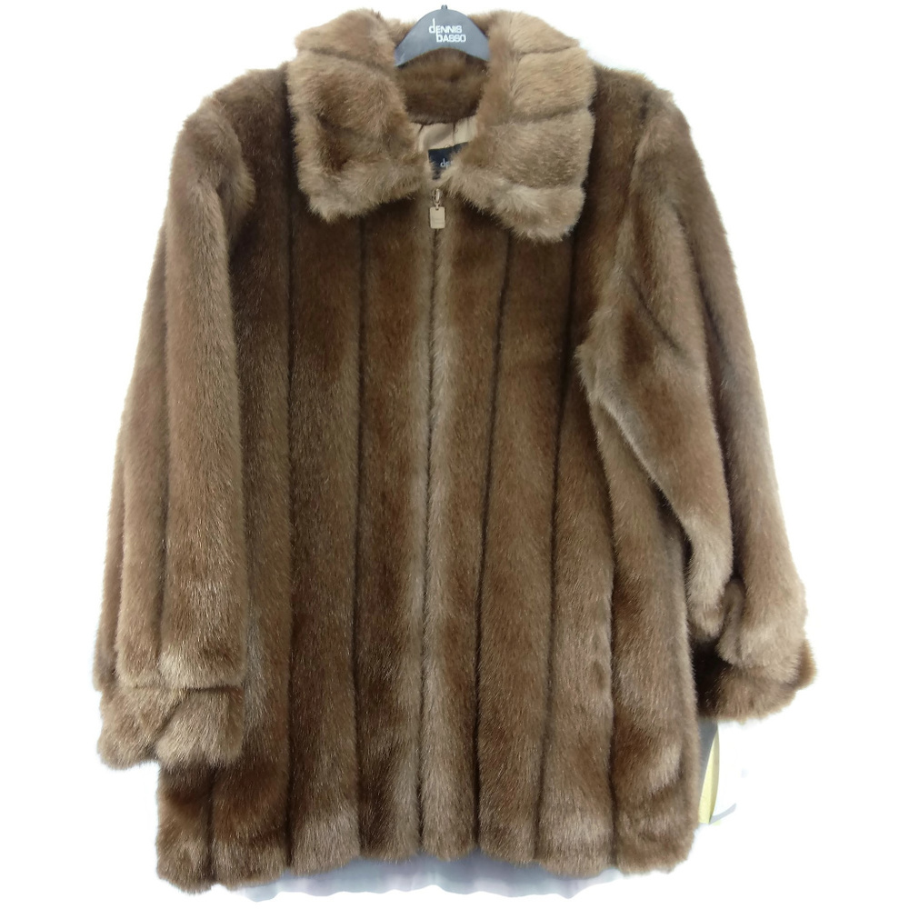 DENNIS BASSO Faux Mink Coat BRAND NEW with Tags